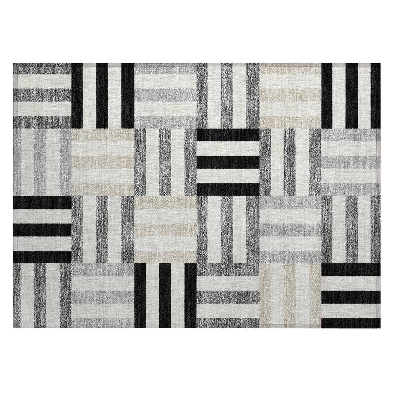 Machine Washable Indoor/ Outdoor Modern Hatch Chantille Rug