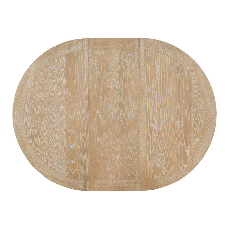 5 Pcs Wood Kitchen Furniture Set, Extendable Round Dining Table Set with Removable Leaf and 4 Upholstered Chairs