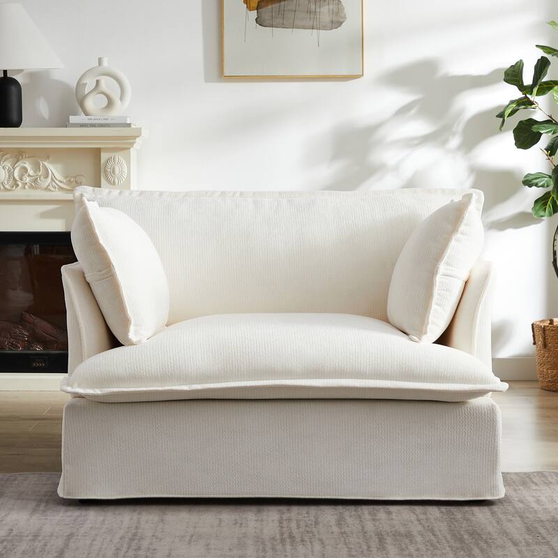 Roomfitters 47.2" Oversized Accent Chair, Chenille Armchair with Deep Wide Seat, Throw Pillows, Modern Lounge Sofa