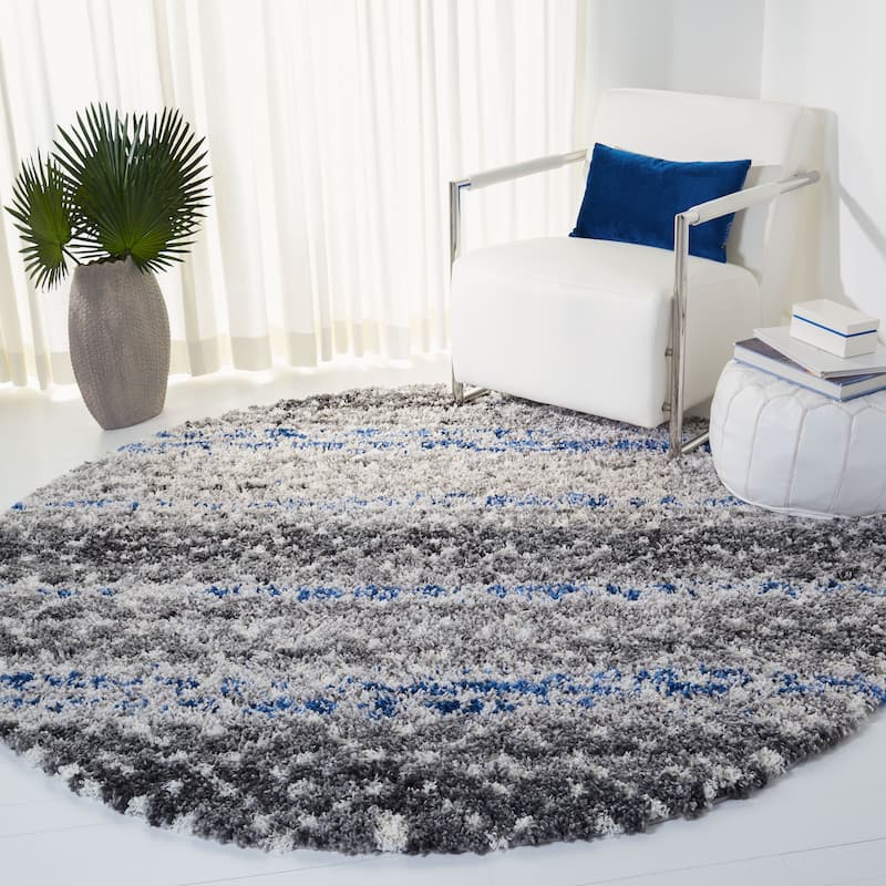 SAFAVIEH Canyon Shag Alexis Flokati Rug - 2'2" x - 6'7" Round - Grey/Ivory