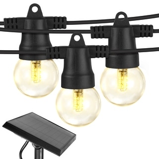 12 Globe Plastic LED Bulbs, 27 Ft Weatherproof Solar String Lights - 3000K