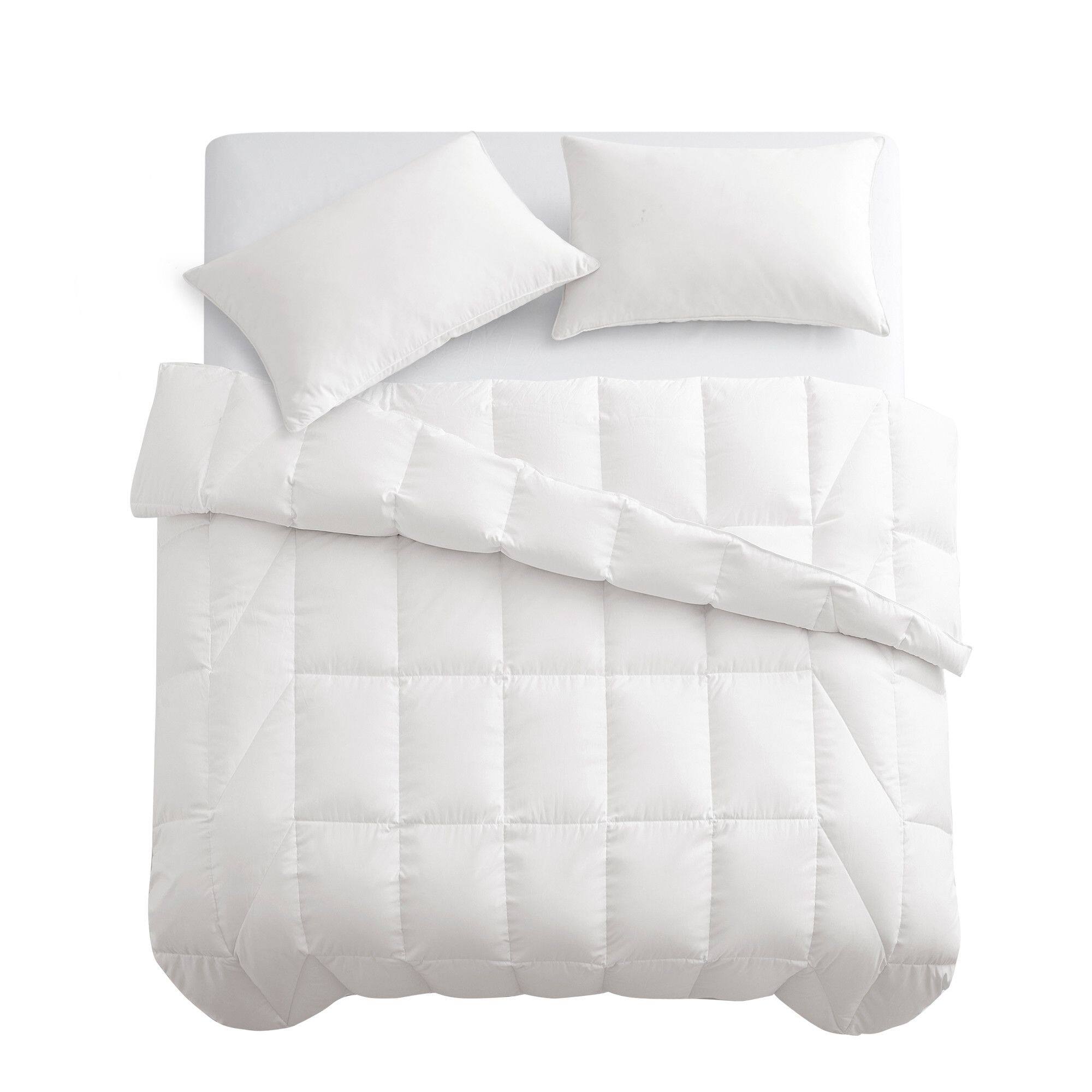 All Season White Goose Feather Comforter Sewnthrough Construction On