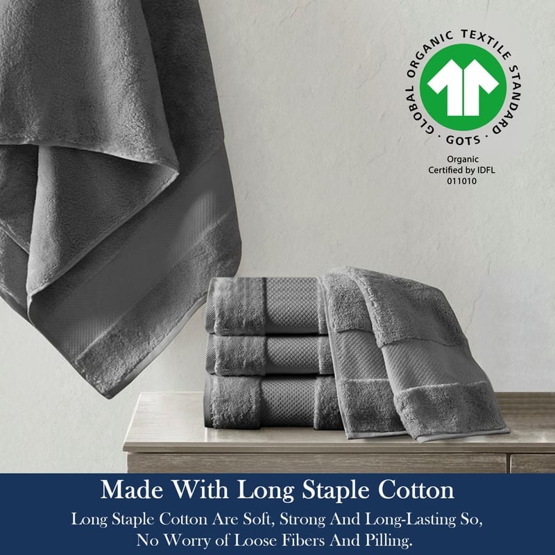 Delara Organic Cotton Luxuriously Plush Bath Sheet Pack of 4 |GOTS & OEKO-TEX Certified |650 GSM Long Staple | Quick Dry & Soft