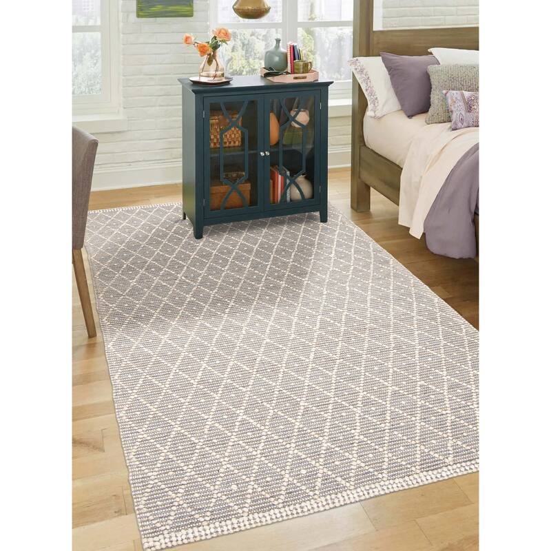 ECARPETGALLERY Braid weave Sienna Grey Wool Rug - 5'1 x 8'0