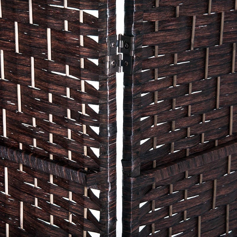 HomCom 6' Tall Wicker Weave Three Panel Room Divider Privacy Screen - Chestnut Brown