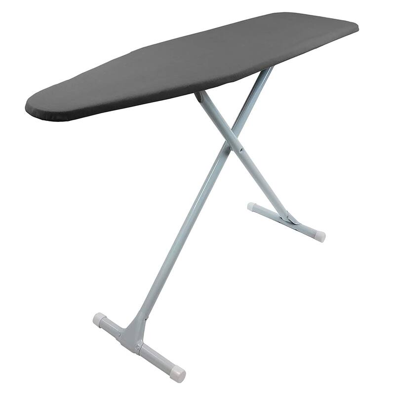Homz T-Leg Foldable Adjustable Ironing Board with Foam Pad & Cotton Cover,Gray
