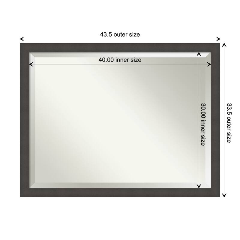 Blaine Narrow Beveled Framed Bathroom Vanity Wall Mirror - Blaine Light Pewter Narrow - Glass Size 40x30