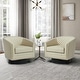 preview thumbnail 70 of 79, 2 Set Tufted PU Vegan Leather Swivel Barrel Chair with Nailheads Trim Beige