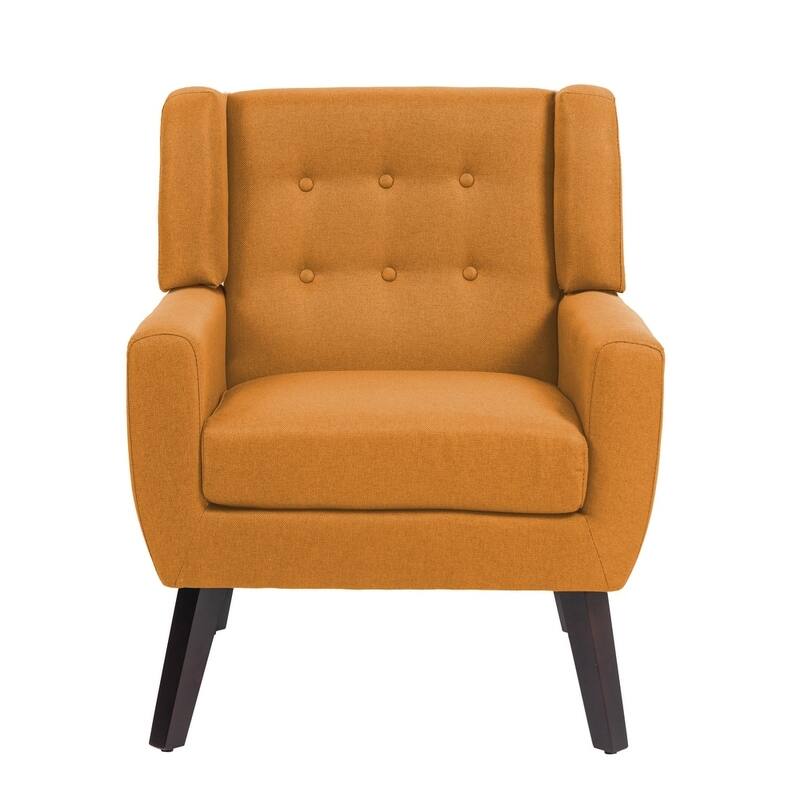 Mid Century Modern Button Tufted Accent Chair with Wood Legs