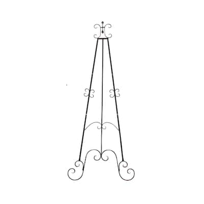 Metal Scroll Tall Adjustable Display Stand Floor 3 Tier Easel with Chain Support - Black - Roche River Decor