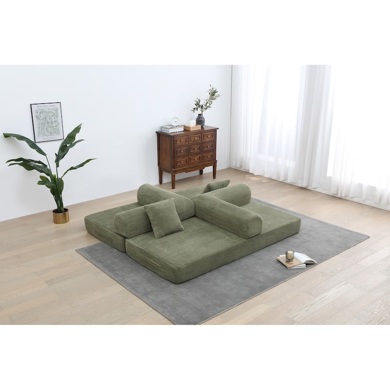 Twilight 2 - Piece Convertible Sleeper Sofa Bed, Corduroy Folding Mattress Couch with Fixed-Shape Framefor Cozy Living Spaces
