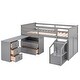 preview thumbnail 6 of 7, Gray Low Study Twin Size Loft Bed with Storage Steps and Portable, Desk