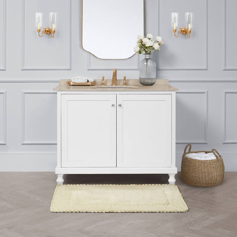 Laura Ashley Ruffle Border Pure Cotton Bath Rugs