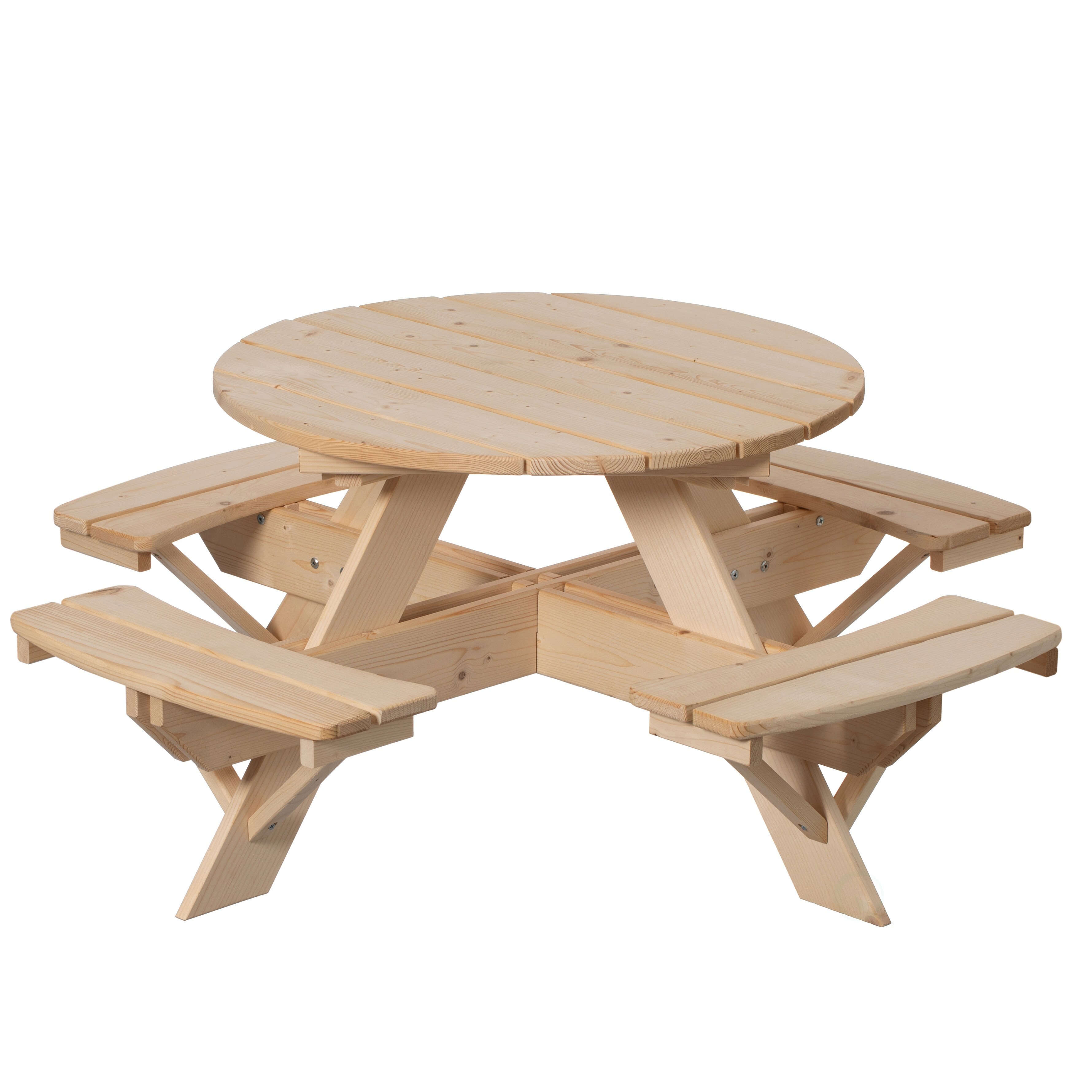 Wooden Kids Round Picnic Table Bench Outdoor Children s Backyard