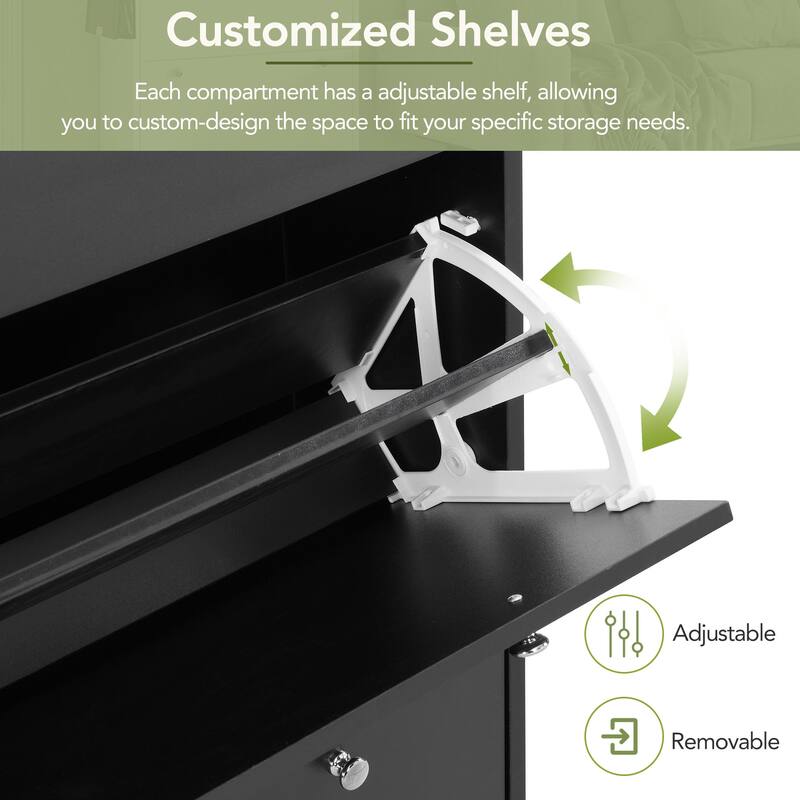 ON-TREND Entryway Shoe Cabinet with 3 Flip Drawers and Adjustable Panels