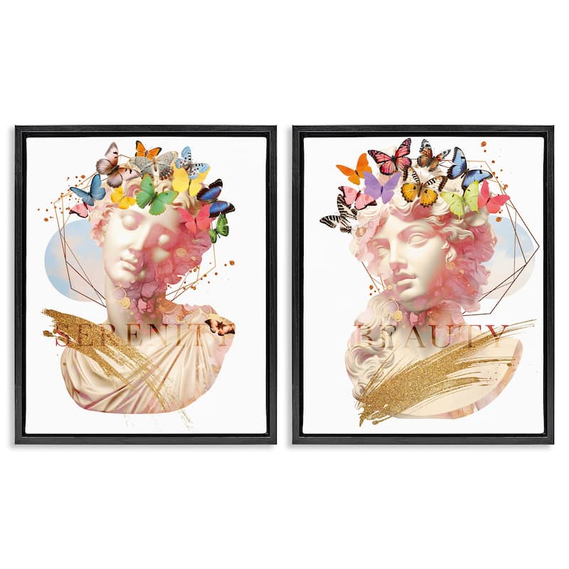 Stupell Serenity & Beauty Glam Collages Framed Floater Canvas Wall Art Design By Susan Arnot (Set of 2) - 17 x 21 - Black