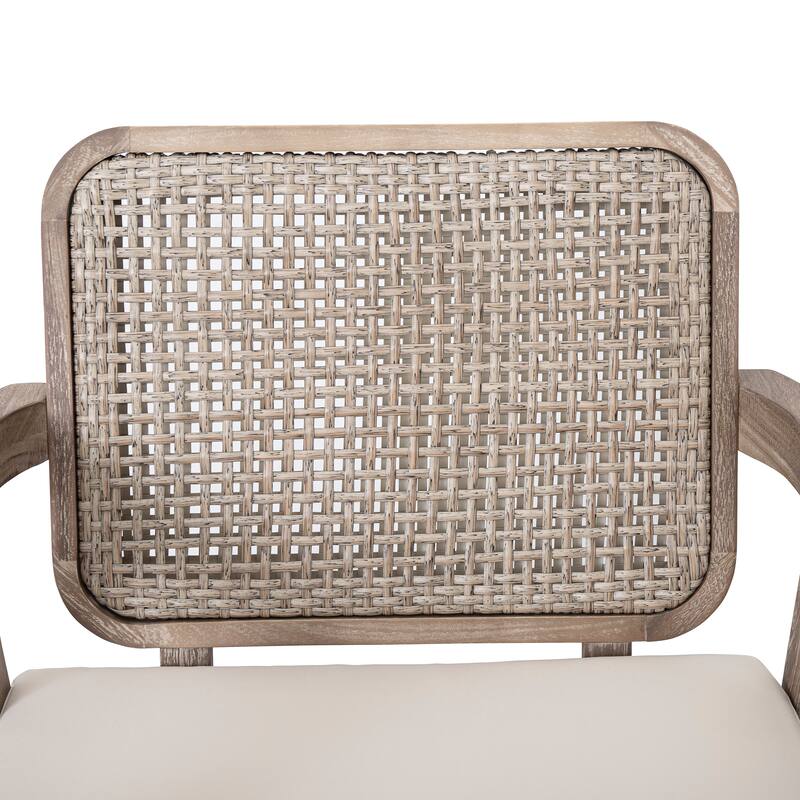 Outdoor Acacia Wood Patio Club Chair with Waterproof Thick Cushion