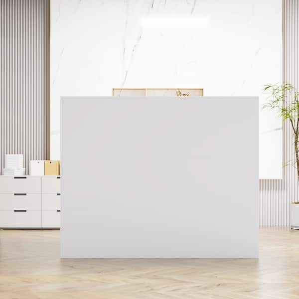 dimension image slide 3 of 5, Working Reception Desk L Shaped Front Counter Reception Table Counter