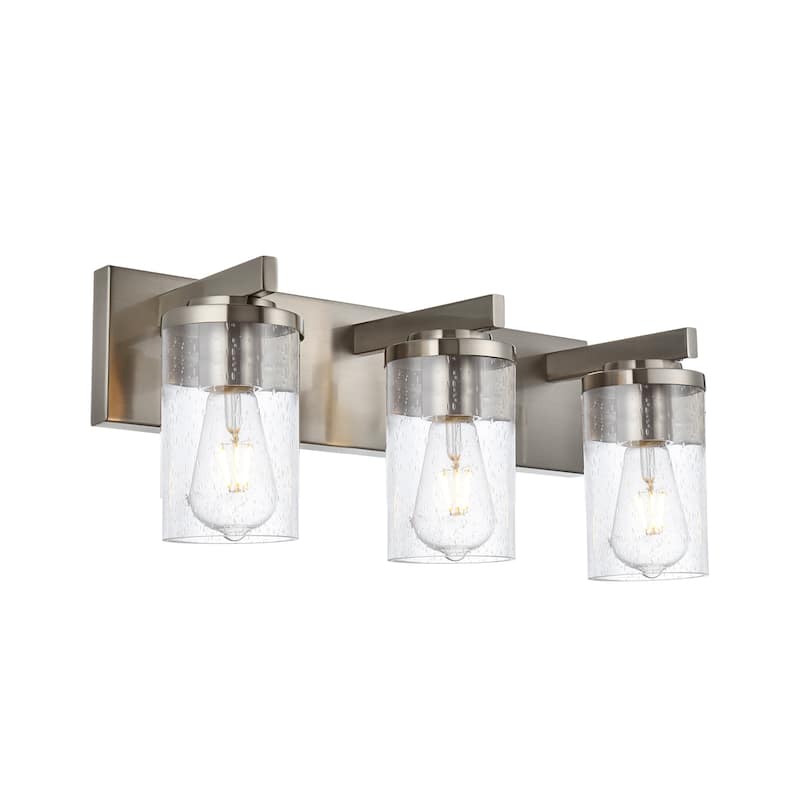 Vinluz Brushed Nickel Vanity Lights with Seeded Glass Shade