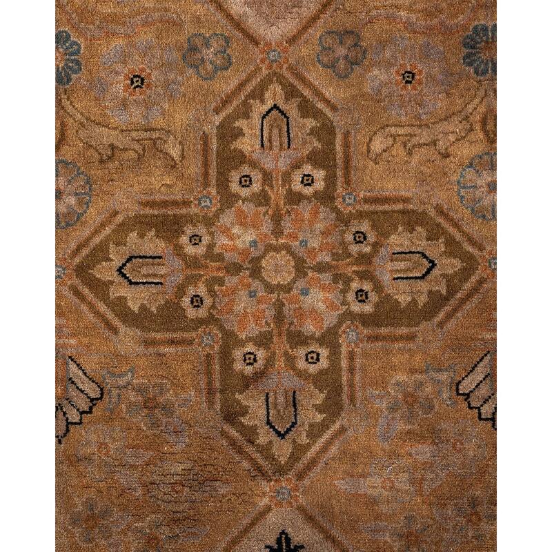 Overton Hand Knotted Wool Vintage Inspired Modern Contemporary Overdyed Brown Area Rug - 8' 3" x 10' 2"