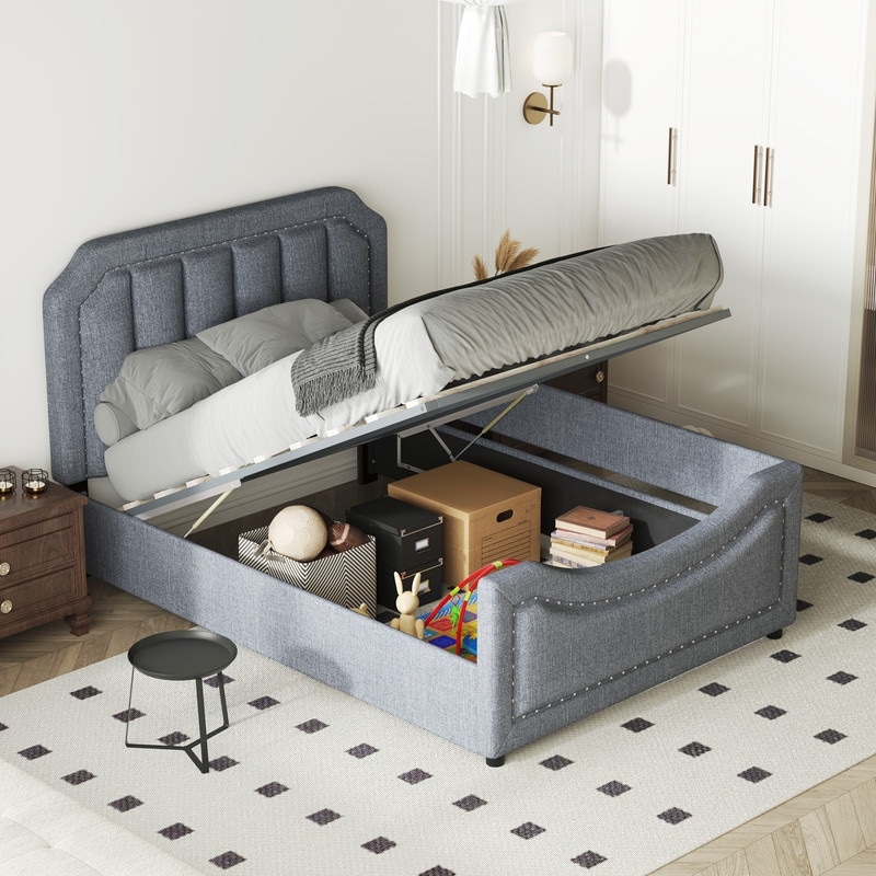 Twin bed with outlet lift up storage