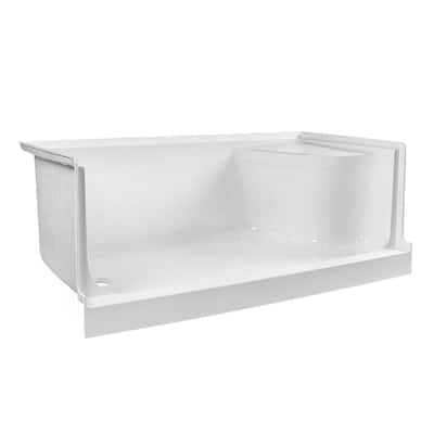 Fine Fixtures Single Threshold Acrylic Non-Slip Shower Base With Seat - 60 x 32
