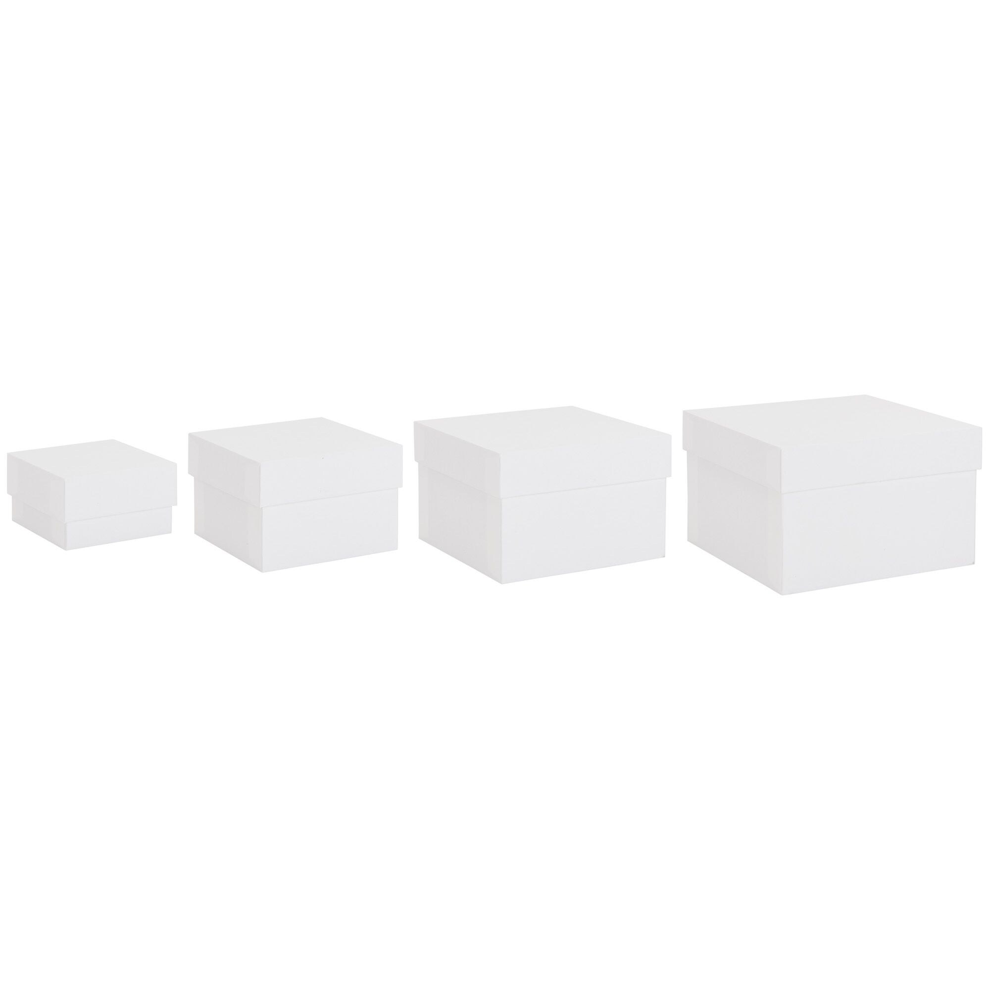 Blue Panda Square Nesting Gift Boxes, 4 Sizes - White - Bed Bath
