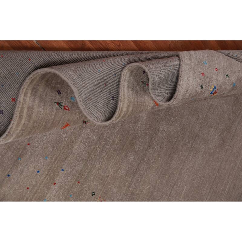 Light Brown Tribal Gabbeh Indian Area Rug Handmade Wool Carpet - 7'11" x 11'7"