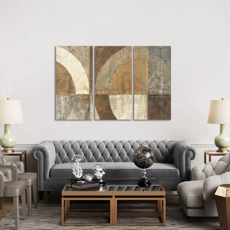 iCanvas "Circular Sculpture" by Wild Apple Portfolio 3-Piece Canvas Wall Art Set - 40x60x1.5