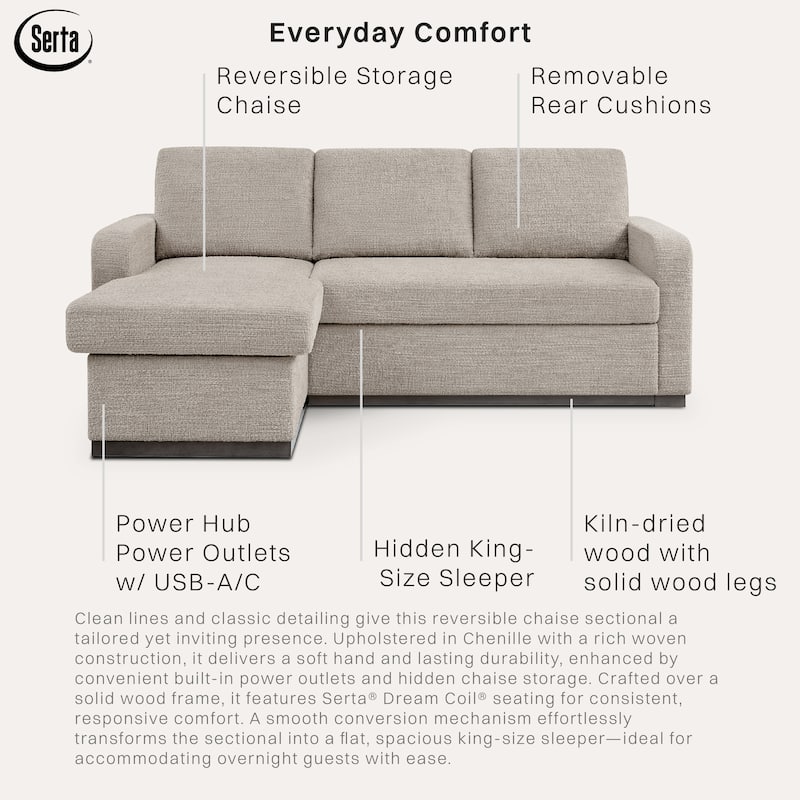Serta Hayden Convertible Sectional Sofa with Storage