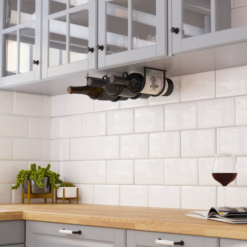 Wallniture Dijon Wine Rack, Wall Storage for 3 Bottles, Black