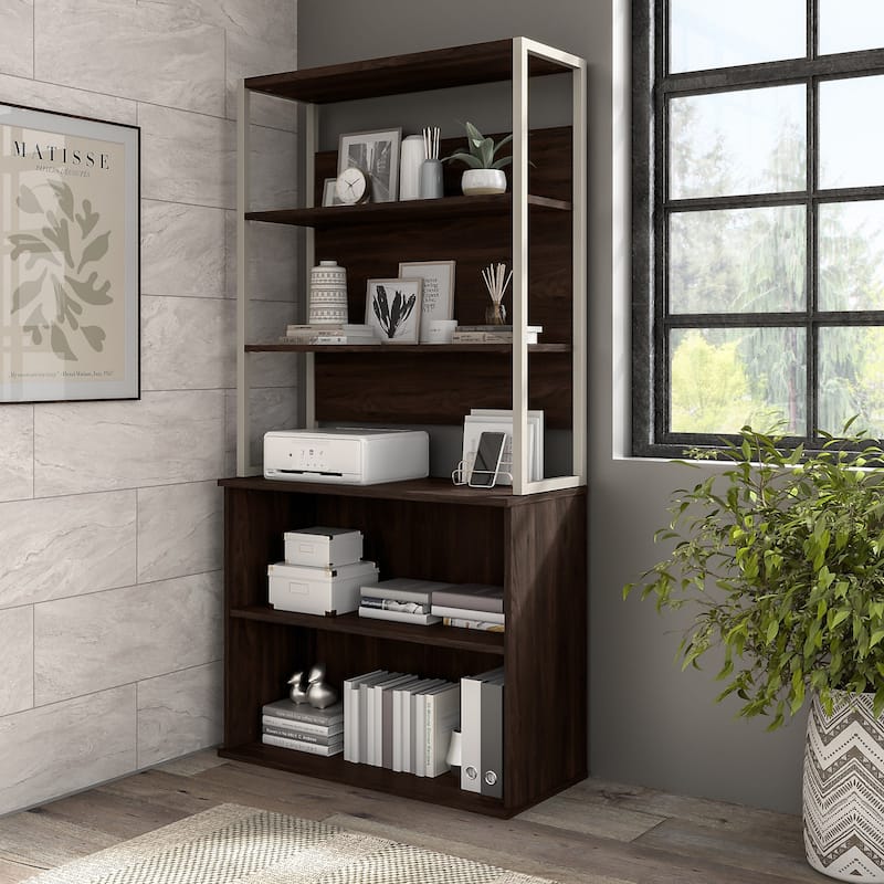 Hybrid 36W Bookcase Hutch by Bush Business Furniture - Black Walnut