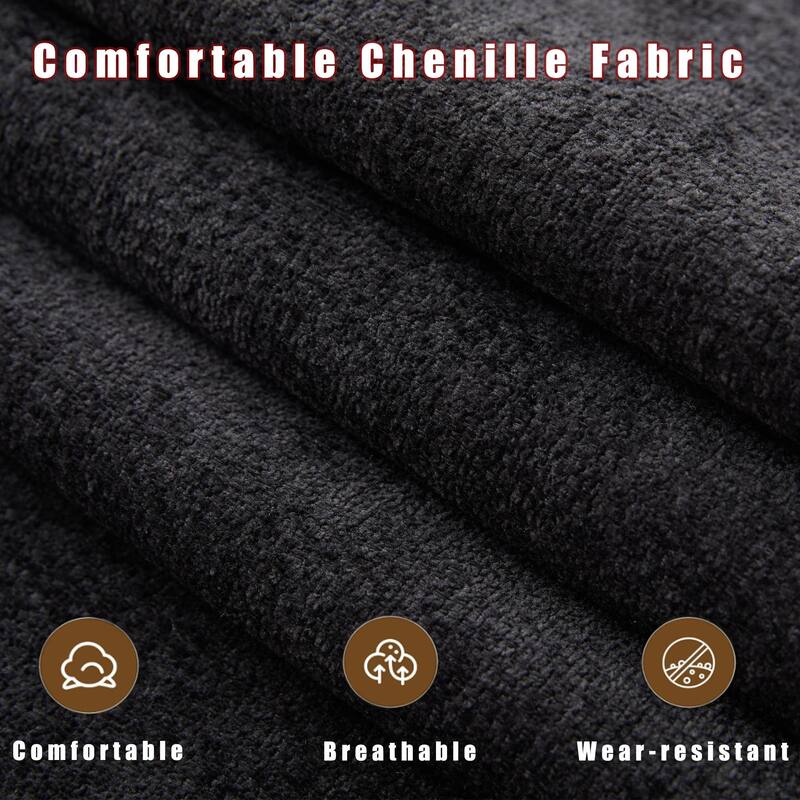 U-Shaped Chenille Modular Sofa with Bluetooth Speakers, Wireless Charging, Storage Console, 2 Cup Holders & Movable Ottoman