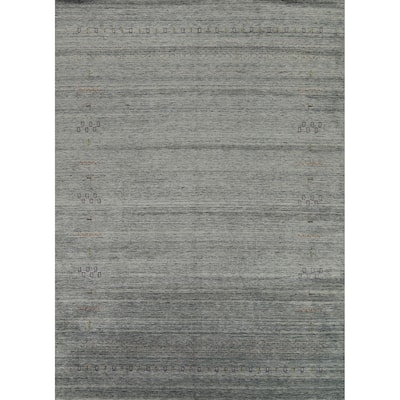 Hand Knotted Oriental 100% Wool Carpet Tribal Tribal Greys & Charcoal Gabbeh Area Rug - 11' 6'' X 9' 1''