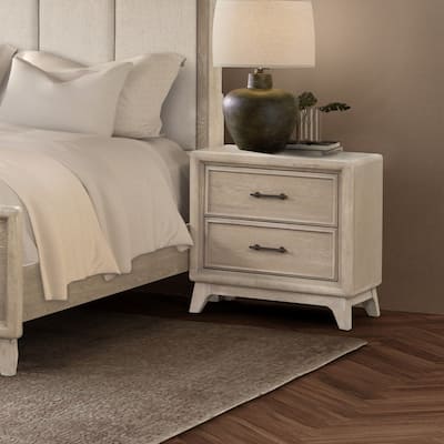 Furniture of America Lioraen Modern Oak Solid Wood 2-Drawer Nightstand