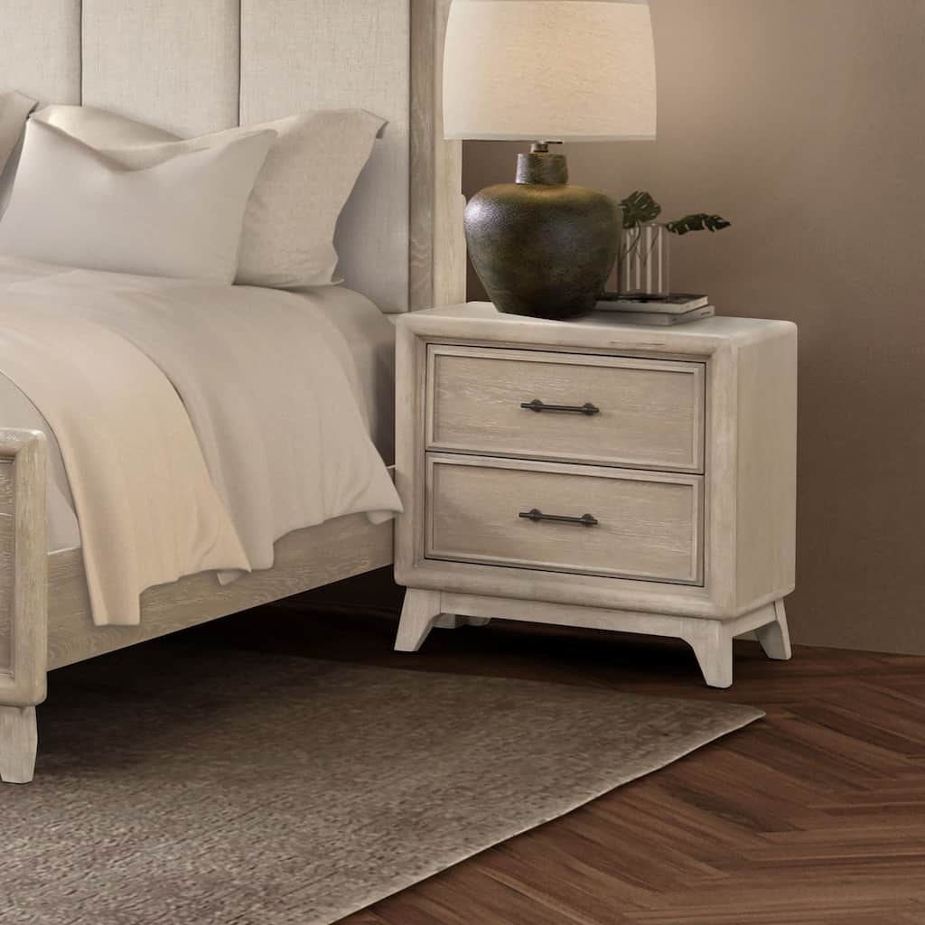 Furniture of America Lioraen Modern Oak Solid Wood 2-Drawer Nightstand