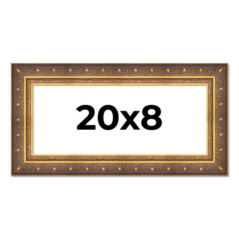 20x8 Frame Vintage Gold Solid Wood Picture Frame | 2.5 Inch Moulding