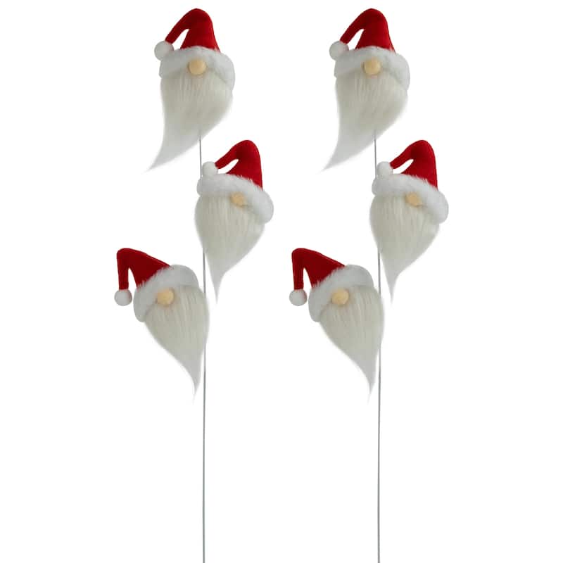 Set of 2 Plush Red and White Santa Gnome Christmas Picks 27"