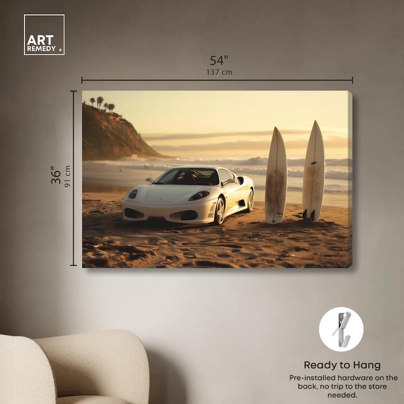 Sunset Beach Drive Canvas by Art Remedy, Gallery Wrapped