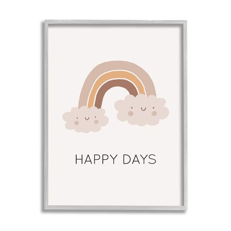 Stupell Happy Days Rainbow Framed Giclee Art Design by LSR Design Studio - 16 x 20 - Grey
