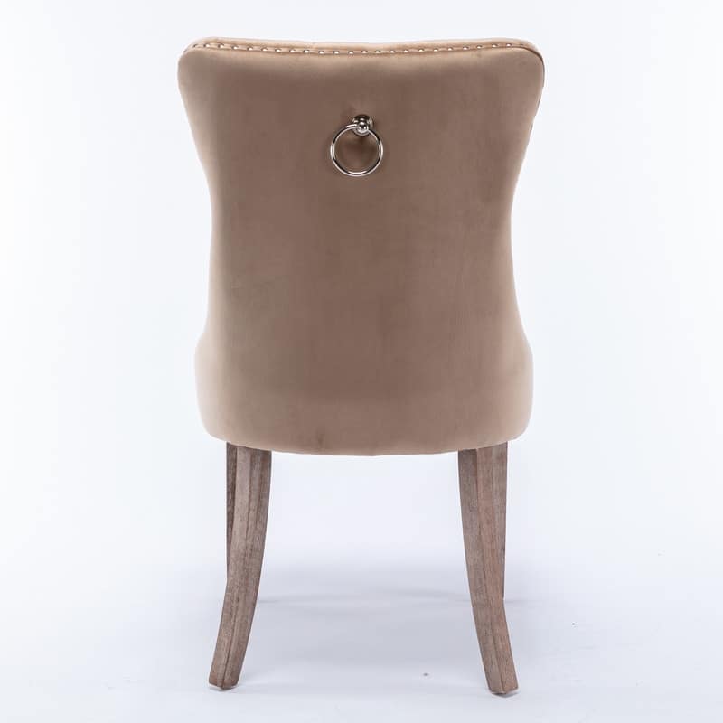 Tufted Velvet Dining Chairs with Nailhead Trim (Set of 2)