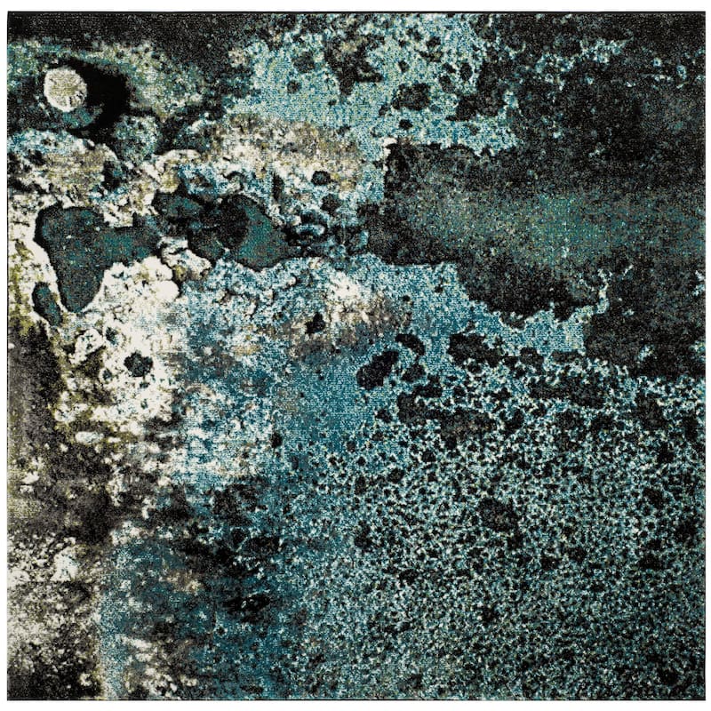 SAFAVIEH Glacier Honey Watercolor Modern Abstract Rug - 7'8" Square - Blue/Multi