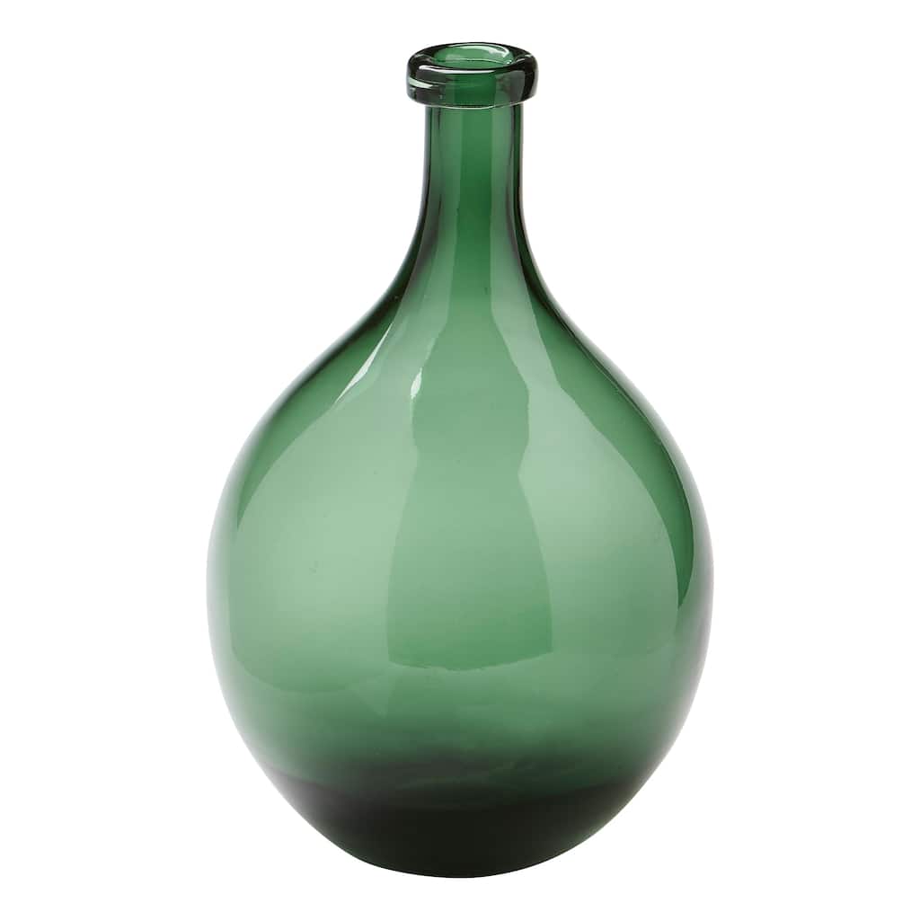 Oversized Vintage Green Glass Wine Bottle Decorative Vase for Christmas 14.25 in H x 9 in L x 9 in W