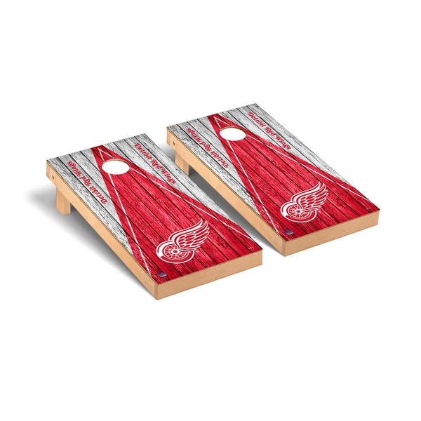 slide 2 of 5, Detroit Red Wings NHL Triangle Cornhole Board Set Include Carrying Case