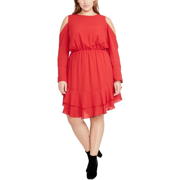 Rachel Rachel Roy Womens Plus Special Occasion Dress Tiered Cold Shoulder