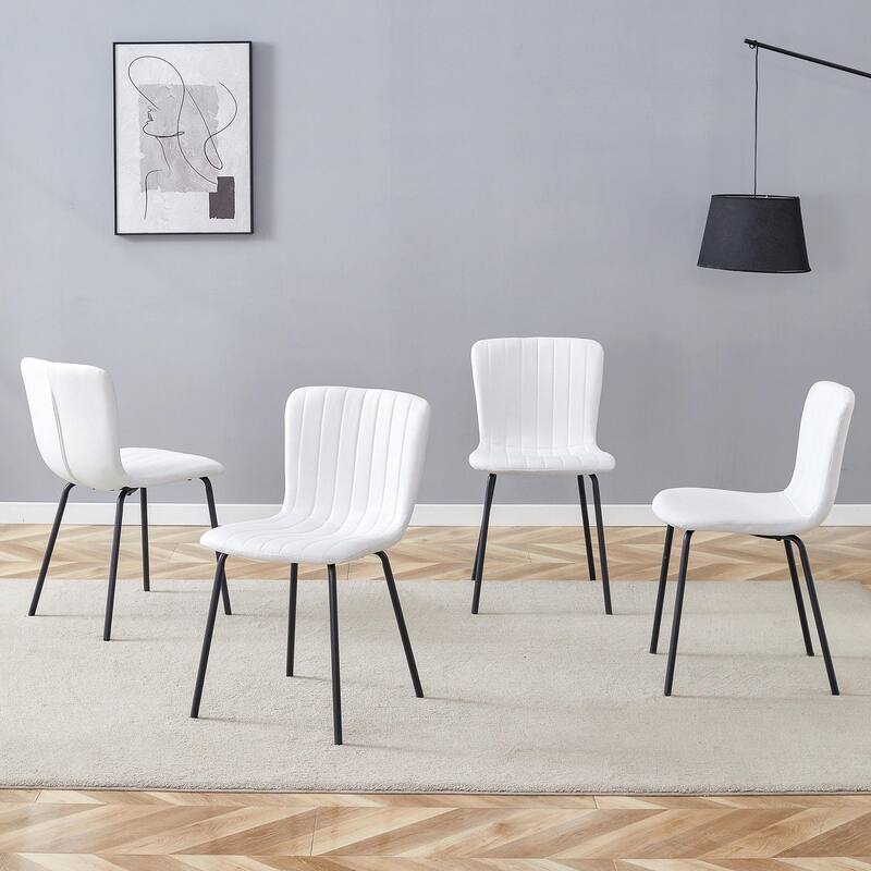 Set of 4 Minimalist Dining Chairs – Premium Black Metal Leg Design for Modern Interiors, Versatile Style Adaptability