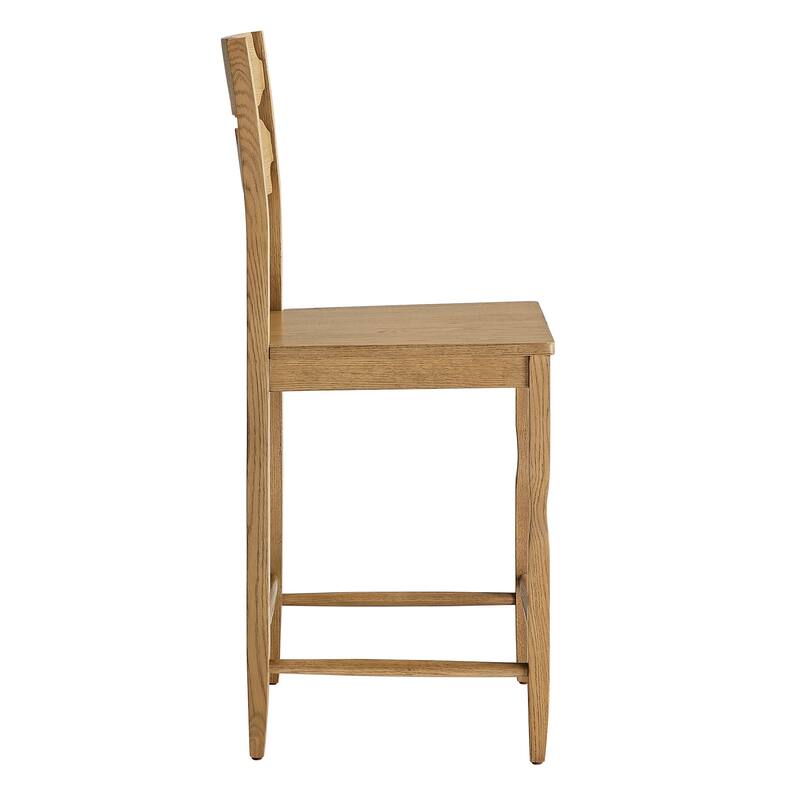 Jax Oak Wood Counter Stool With Wavy Razor Back