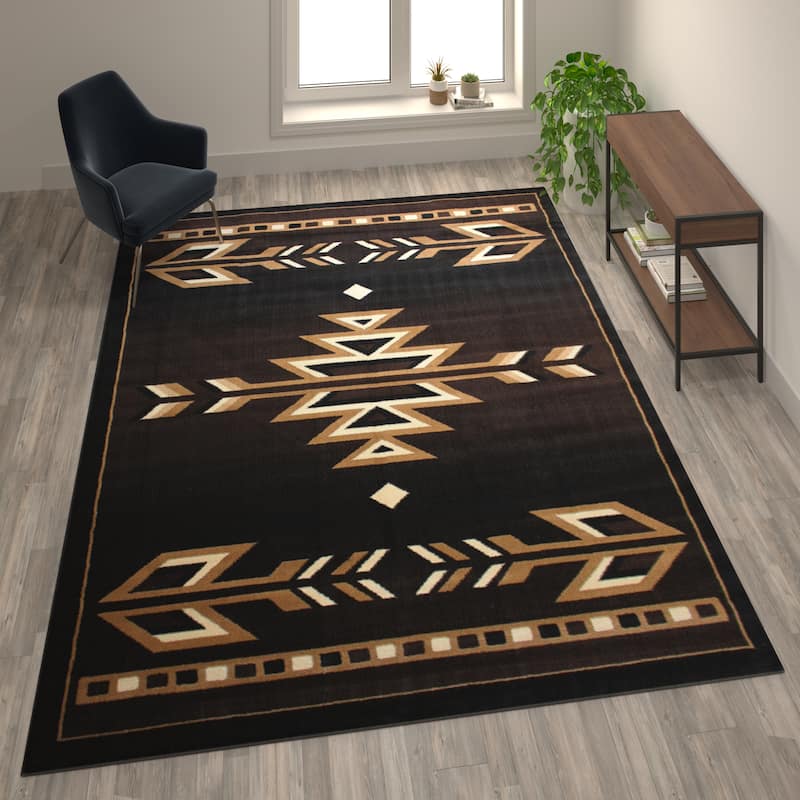 Southwestern Style Area Rug - 8' x 10' - Brown