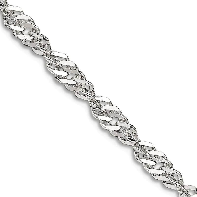 Curata 925 Sterling Silver 3.5mm Singapore Chain Necklace (Lobster)