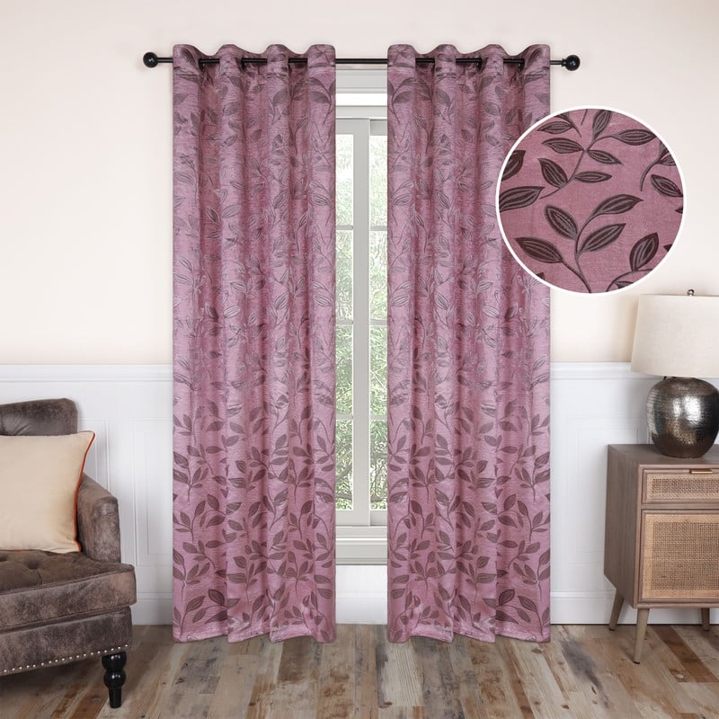 Superior Modern Bohemian Leaves Room Darkening Curtains with Grommets